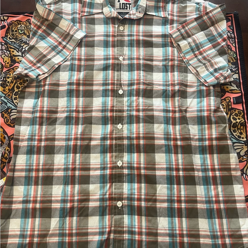 Lost Enterprises Surfboards Men's Plaid Shirt - large button down